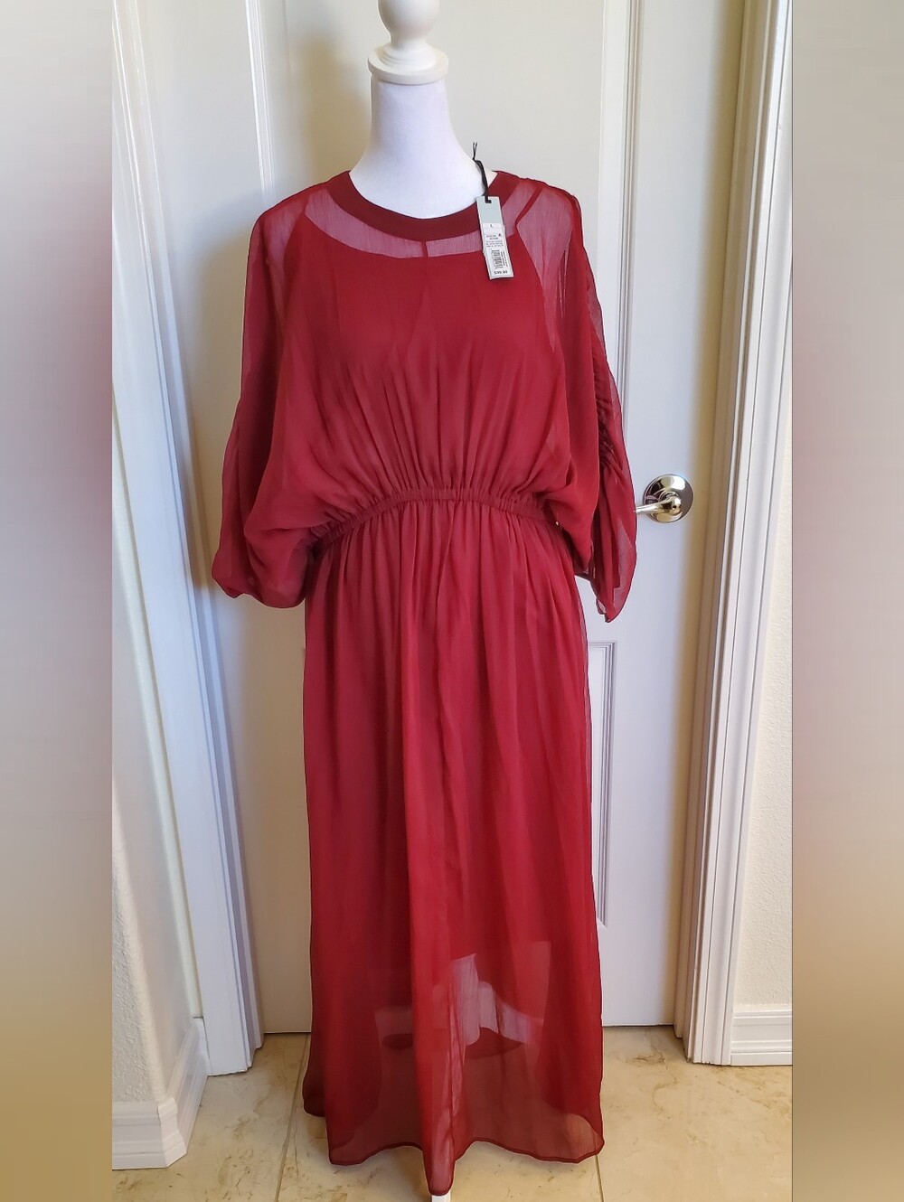 Prologue Burgundy Red Chiffon Maxi Dress